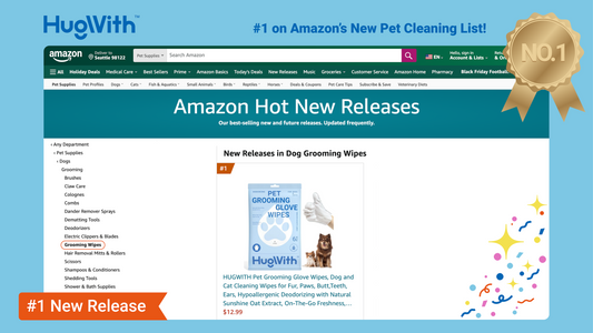 HugWith Pet Grooming Glove Reaches #1 on Amazon’s New Release List for Pet Grooming Wipes Category